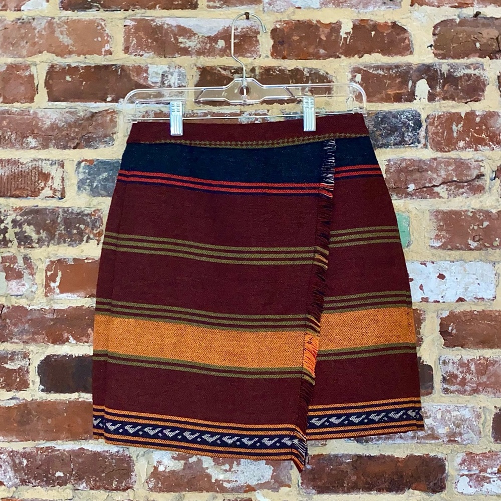 LOFT Aztec Striped Wrap Skirt